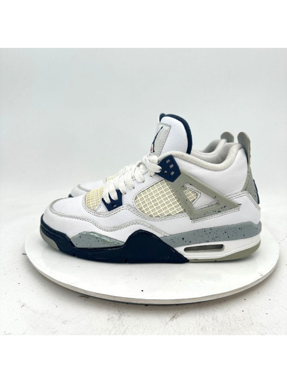 Nike Air Jordan 4 Youth Size 6Y Women 7.5 408452-140 White Midnight Navy Shoes